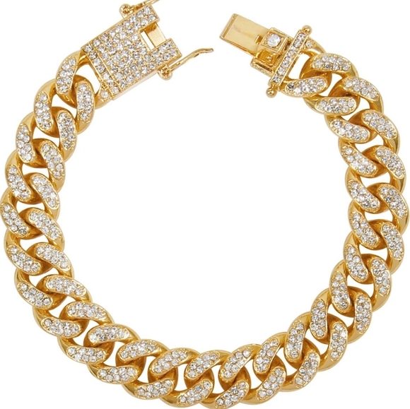 Cuban Chains 18K gold Plated Iced-Out Necklace set - Picture 3 of 7